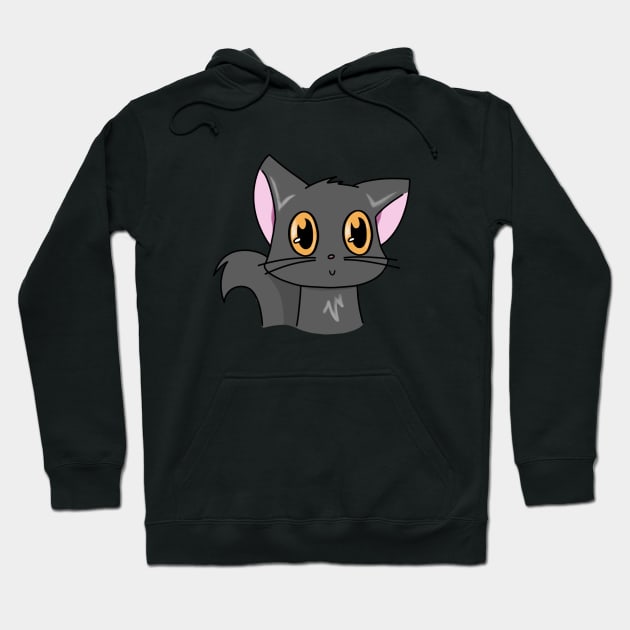 Cute Grey Cat With Orange Eyes Hoodie by Cheesy Pet Designs